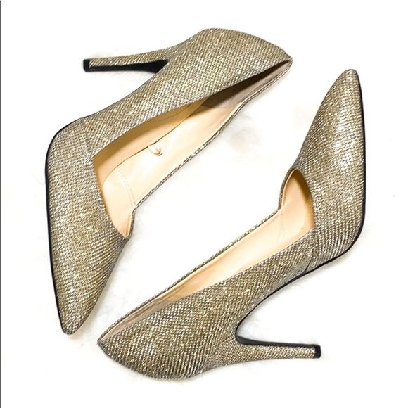 Guess Womens Gold Glitter Pump Stiletto Heels Size 9 Pointed Toe - Picture 2 of 5
